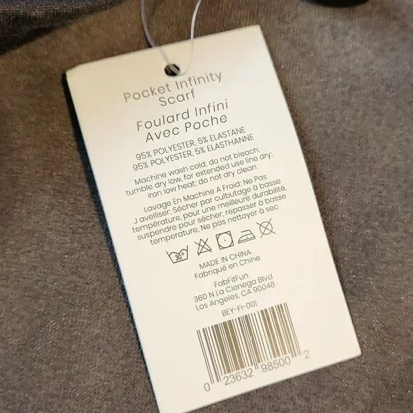 New Beyond Yoga Black Scarf Infinity Scarf With Pocket - Picture 6 of 10